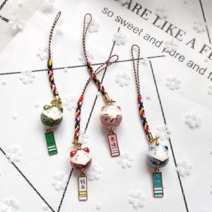Mèo May Mắn Bằng Gốm Dễ Thương Chuỗi Điện Thoại Di Động Hoa Anh Đào Dây Đeo Túi Sáng Tạo USB Khóa Kéo Đa Năng Phụ Kiện Điện Thoại Di Động