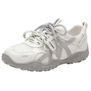 Josiny | Breathable Thick Sole Mesh White Training Shoes