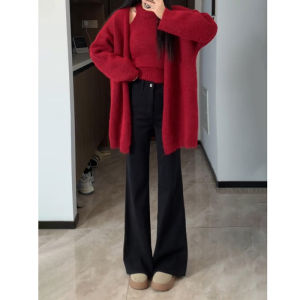 High Waist Flared Jeans Womens Spring New Style Casual Cotton Stretch Denim Blue Loose Fit Long Pants Wide Leg Pants