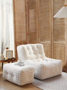 White Rabbit Fur Lazy Sofa Bean Bag Tatami Bed Couch Chair Living Room Bedroom Single Person Casual Furniture Home Decor