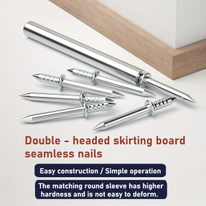 50/100pcs Seamless Thread Double Head Nails Without Marks Nails Wood No Trace Fixator with 1pcs Specific Sleeve Tool