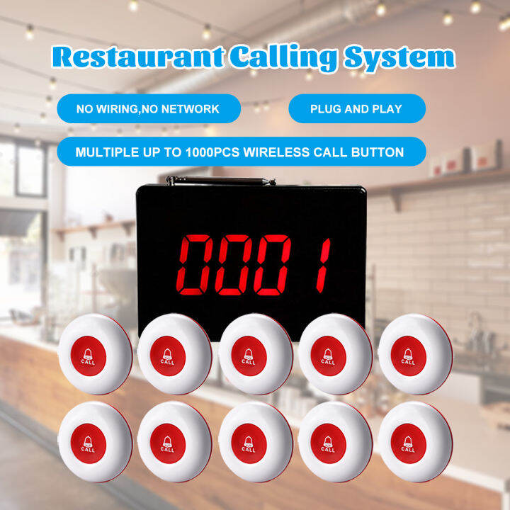 1-3 Days Delivery: Daytech P4 Wireless Restaurant Pager System - Streamline Service with LCD Display & 10 Call Buttons for Restaurants and Cafes