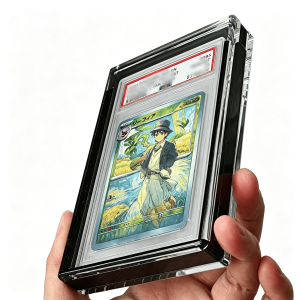 Takara Tomy | Anime Character Rating Card Brick PTCG Graded Yu Gi Oh Pokemon Card Display Stand Black Acrylic Brick UV Protection