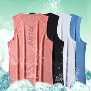 Mens Running Vest Tank Top Ice Silk Thin Style Quick Dry Loose Breathable Summer Basketball Training Sports Gym Clothing Men