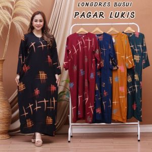 Longdress wanita kekinian lengan 7/8 busui friendly gamis rayon premium terbaru 2023 motif sakura