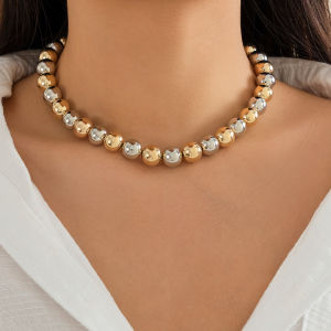 Trendy Charms Big Ball Beaded Short Choker Necklace for Women Large Beads Chains Collar on Neck Accessories 2024 Fashion Jewelry