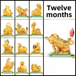 Crystal Zodiac Small Ornaments Full Set of Rat Cow Tiger Rabbit Dragon Snake Horse and Sheep Monkey Chicken Dog Pig Fortune Furnishings Decorations