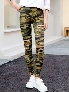 กางเกงลำลองผู้หญิงเอวสูงลายพราง ทรงสลิมฟิต กางเกงขายาวทรงเอ ผ้าไหมนม สีพื้น ฤดูใบไม้ร่วง 2025