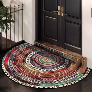 VIKAMA Hoa Xanh Hình Bán Nguyệt Khảm Hoa Sen Thảm Chùi Chân Chống Trơn Trượt Chống Chịu Thời Tiết Vườn Cổ Điển Cửa Trước Lối Vào Thảm Trải Sàn
