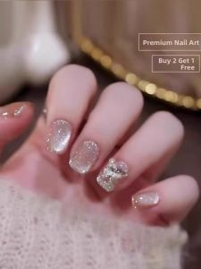 MONLEYTA | New 2025 Cats Eye Nail Tips Wearable False Nails Autumn Winter Design Finished Product Long And Short Medium Length Nail Art