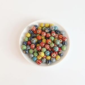 10/20pcs Pumpkin Watermelon Shape 12MM Ceramic Beads Porcelain Ceramic Loose Beads For Jewelry Making DIY Bracelet Necklace