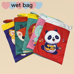 Waterproof Wet Bag Baby Diaper Bag Stroller Organizer Storage Bag Double Zipper Reusable Nappy Pouch