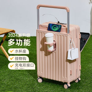 New 24 Inch Wide Pull Rod Luggage Large Capacity Thickened Travel Suitcase Women Boarding Bag Fashionable Polyester Inner Material