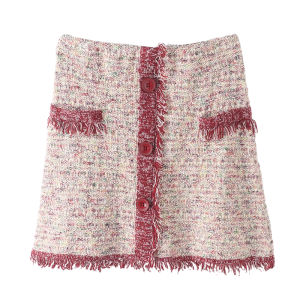 Váy Ngắn Kẻ Caro Dệt Kim Cạp Cao Thường Ngày Cho Nữ Mùa Đông Mới Về Váy Ngắn Chữ a Có Khóa Kéo Bằng Cotton Viscose Nylon Acrylic Lanh