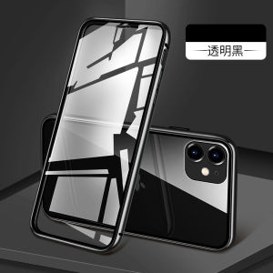 เคสโทรศัพท์กระจกแบบครอบเต็มรูปแบบ Apple iPhone 16 pro Max 13 XR 12 pro 7 8 แบบดูดซับแม่เหล็กแบบใส ป้องกันการตกหล่น