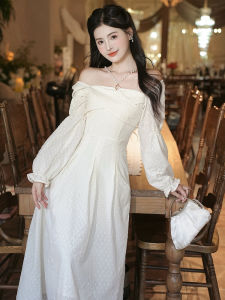 French Style Sweet Dress Womens Autumn 2024 New Embroidery Gentle Wind Long Dress First Love Dress High-End Sense A-Line Skirt