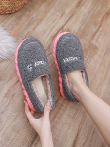 Dép Bông Mùa Đông Đế Dày Chống Trượt Trong Nhà Có Lông Cừu Ấm Áp Dễ Thương Dép Mẹ Sau Sinh Đế Cao Su Dép Bông Đế Phẳng