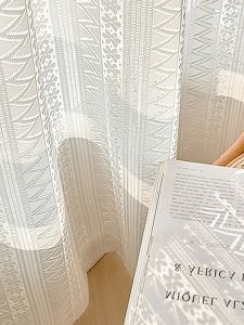 Hole-Free Installation Telescopic Rod New Arrival Internet Celebrity French Pastoral Breathable Lace Curtain Gauze Curtain Door Curtain Partition