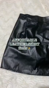 Ladies A-line leather skirt high waisted skirt