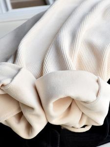 กางเกงขายาวทรงหลวมเอวสูงสำหรับผู้หญิงในฤดูใบไม้ร่วงและฤดูหนาว กางเกงขายาวทรงหลวมแบบลำลอง ผ้าขนแกะเนื้อหนา ผ้าขนแกะเนื้อหนา ทรงหลวม ทรงหลวม