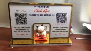Bảng quét mã QR mèo thần tài vẫy tay in thông tin theo yêu cầu