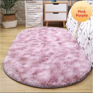 Scandinavian Elliptical Dyeing Silk Hair Carpet
