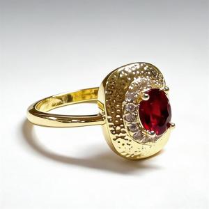 Huitan Minialist Ring for Women Inlaid Shining Red Cubic Zirconia Versatile Wedding Engagement Accessories Gold Color Jewelry