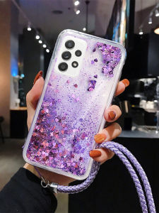 Samsung A52 5G A53 A16 A05s S25ULTRA A32 A56 A52 Silicone Sandflow Liquid Phone Case Womens Style with Lanyard Full Edge Protection