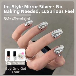 CHUBEISHI | Metallic Mirror Silver Nail Polish Shiny White Color Flash