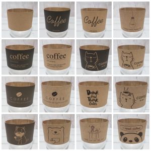 ปลอกแก้วกระดาษ ปลอกกระดาษ ปลอกแก้วกาแฟ 100ชิ้น Paper Cup Sleeve for Coffee and Tea Shop (one pack contain 100 pieces)