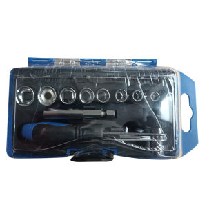 Professional 23-Piece Hand Tool Set with Ratchet Wrench and Sockets Suitable for Car Repairs and DIY Projects Complete with Storage Case