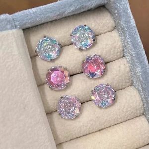 Millennium Rose Perforated Ear Bone Screw Cochlea Screw Super Shiny 8mm Titanium Steel Niche High-End Color Coated Earrings