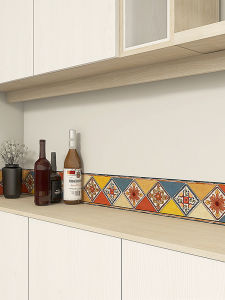 Waterproof Bathroom Tile Stickers: American Retro Decorative Line Patch Dirt Concealment Wall Decals PVC Material