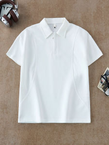 OUMULONG | Half-Zip Deconstructed Polo T-Shirt