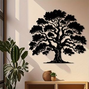 CIFbuy | 1PC Vintage Tree Of Life Nghệ Thuật Treo Tường Bảng Kim Loại Sơn Tĩnh Điện Sắt Chống Rỉ Thủ Công Cho Gia Đình Phòng Khách Trang Trí Sân Vườn
