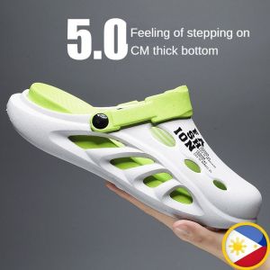 Breathable Rubber Slipper Cave Shoes Mens Casual Non-Slip Coconut Sandals Outdoor Sports Dual-Purpose Stepping on Soft Soled Beach Slippers New Mens Casual Slippers Hole Shoes Outdoor Sandals Beach Shoes Breathable Casual Outdoor for Mens Korean