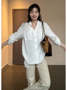 YUEZHONGWEI | Áo Sơ Mi Bảo Vệ UV Cổ Pháp Trắng