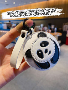 2024 New Arrival Leather Panda Car Key Ring Womens Exquisite Schoolbag Pendant Couple Doll Key Chain Ornament