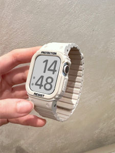 สายนาฬิกา Apple Watch ยางซิลิโคนระบายอากาศแบบดูดซับแม่เหล็กสำหรับผู้ชายและผู้หญิง สายนาฬิกาแบบหนังสือพิมพ์แบบอัจฉริยะ