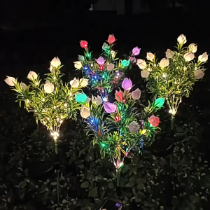 Solar Garden Lights Colorful Flower Light Waterproof Solar Outdoor Lights for Yard Pathway Decor
