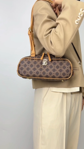 Royal Bagger Coated Canvas & Vegetable-Tanned Leather Shoulder Bag for Women – Retro Cylinder Purse Adjustable Strap 5249