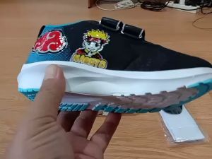 Sepatu Sekolah Anak Laki-Laki Karakter Anime Naruto Sipuden & Sepatu Hitam Murah Tali Perekat Rekat Kecil