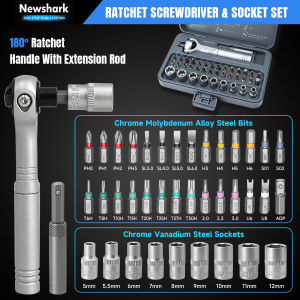 Ratchet Screwdriver Set Magnetic Socket Wrench Semi-Automatic Multi-Purpose Repair Tool with Detachable Handle180° Ratchet Head