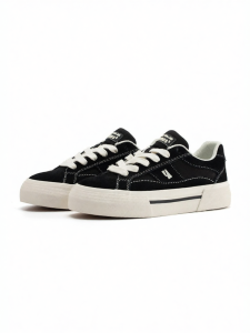 VEEMES | Black Suede Casual Shoes for Couples Thick Heel Increasing