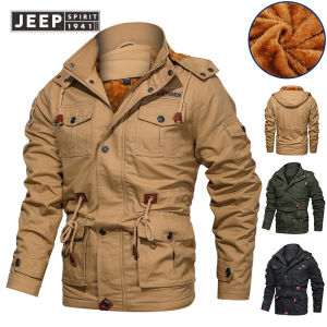 Jeep Tinh Thần 2023 Nam Mùa Đông Giản Dị ấm dày Lông Cừu Áo Khoác Bomber Mens Quân Bông Áo Khoác Người Đàn Ông Mới Vận Chuyển Hàng Hóa Áo khoác có mũ Áo Gió Áo