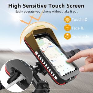 Touch Screen Bike Scooter Handlebar Phone Case Bag Waterproof Bicycle Motorcycle MTB Cellphone Mount Stand Quick Lock Release