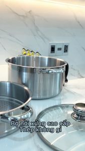 Bộ Nồi Xửng Hấp 26cm 1 Đáy Dùng Được Cho Bếp Điện Từ