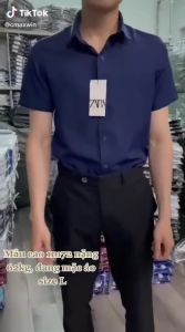 Áo sơ mi nam ngắn tay GEN cổ bẻ hai màu basic chất vải lụa mịn cao cấp GEN08