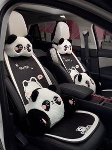 【COD】Cartoon Panda Car Seat Cover Breathable Ice Silk Summer Car Seat Protector Pad Mat Dust Proof