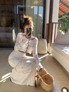 Sweet Gentle Knitting Coat Skirt Two-piece Set Female 2024 Fall and Winter New Arrival Elegant Slim Looking Bodycon Dress Suit